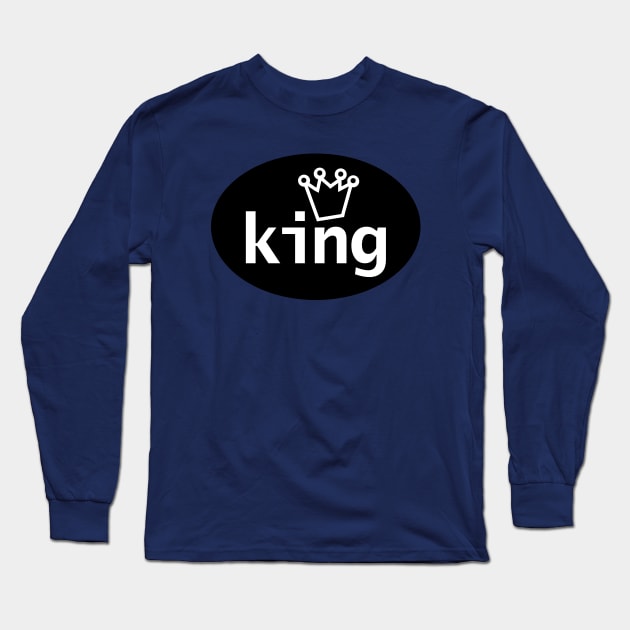 King and Crown on Black Oval Long Sleeve T-Shirt by ellenhenryart